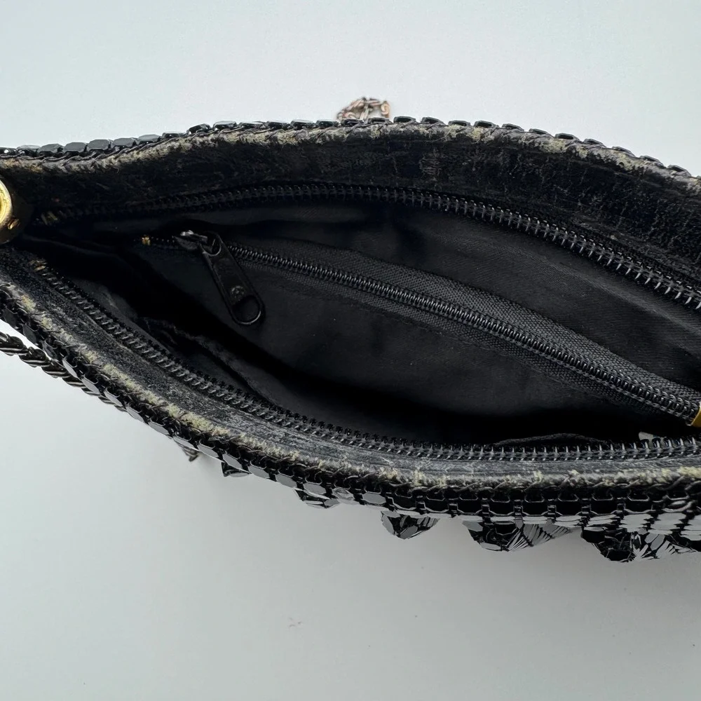Vanessa Black‎ Mesh Evening Bag Chain Strap Glamorous Party Clutch